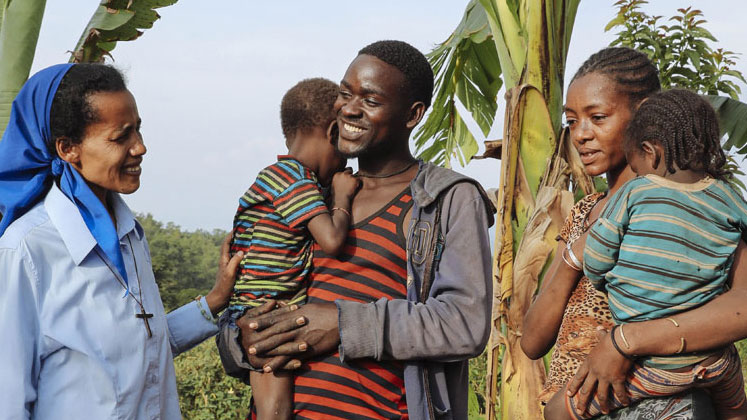 Sr Karlo with a Menja family, Ethiopia