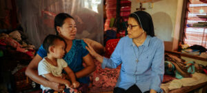 Sister Regina at a camp for Internally Displaced People, Myanmar
